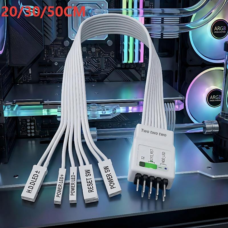 20/30/50cm Motherboard Front Panel Cable Universal 9Pin F-PANEL Adapter With Labeled Connectors For PC Case DIY Modding