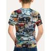 T-Shirt for a Boy 3D Print Gamepad Doodle Boy's T-Shirts Casual Round Neck Short Sleeves Tops Kids Summer Children's