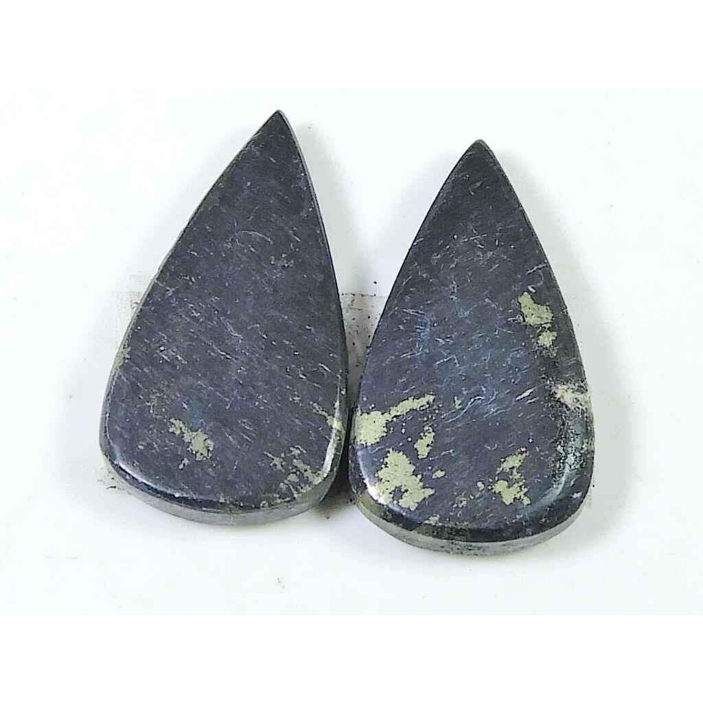

26Cts. Natural Appach Gold Pyrite Pair Pear Cabochon Loose Gemstone 12X26MM SK-2150