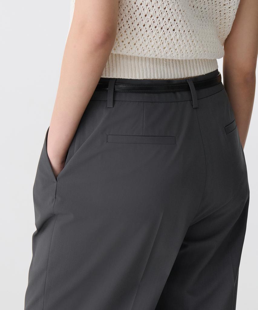 MUSINSA STANDARD WOMAN [Cooltandard] Women'S Low Waist Deep Tuck Wide Hidden Banding Slacks [Gray]