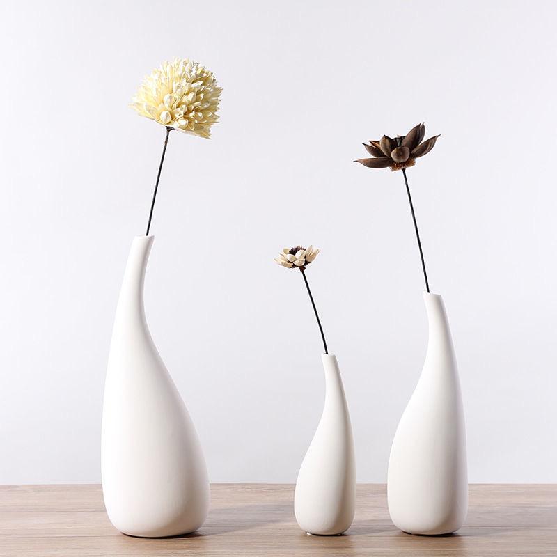 Modern Minimalist White Ceramic Vase - Decorative for Dried Flowers & Table Decor