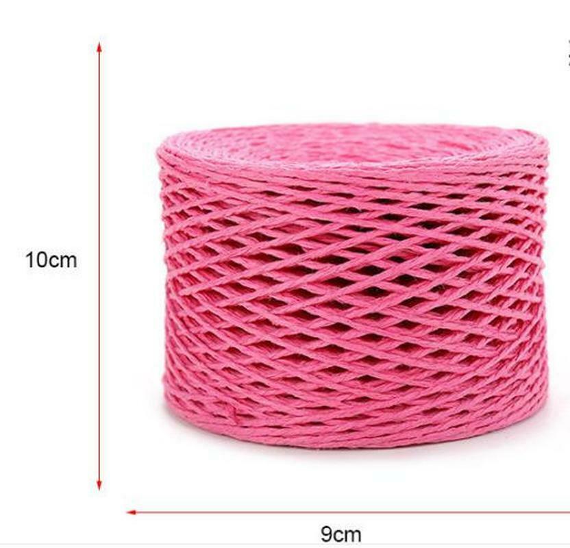 200 Meter Natural Raffia Straw Yarn For Hand Knit Crochet Summer Straw Hat Handbag Cushion Baskets Knitting 2mm Colorful Threads