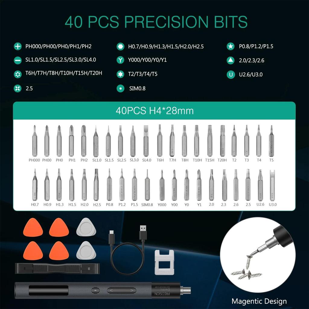 Small Electric Screwdriver 50 In 1 Precision Screwdriver Tools PC Screw Drive 3 Torque Settings LED Light For Home Electronics
