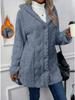 2026 Autumn/Winter Solid Color Hooded Cardigan: Casual Button Long Sleeve Jacket for Europe and America