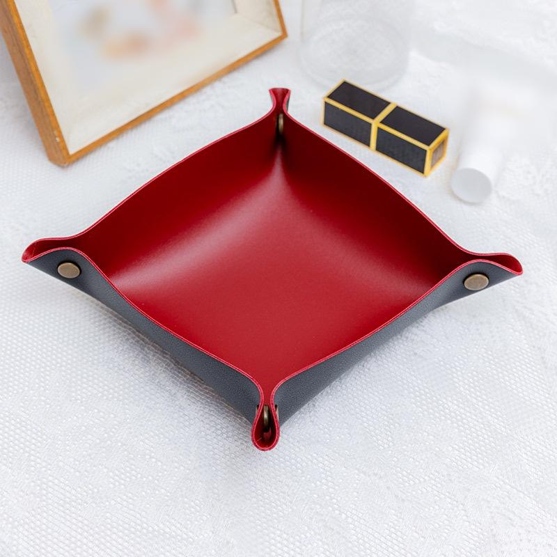1PC 25x25cm Nordic Style Leather Storage Tray Desktop Organizer For Key Jewelry Cosmetic Storage Box Folding Organizer Home Deco