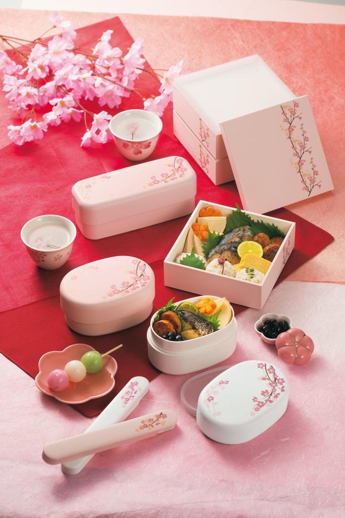 Tatsumiya SAKURA Compact Bento X X 52955 Box, White, Size Approx. W13.5 D9.5 H7.2 Cm,