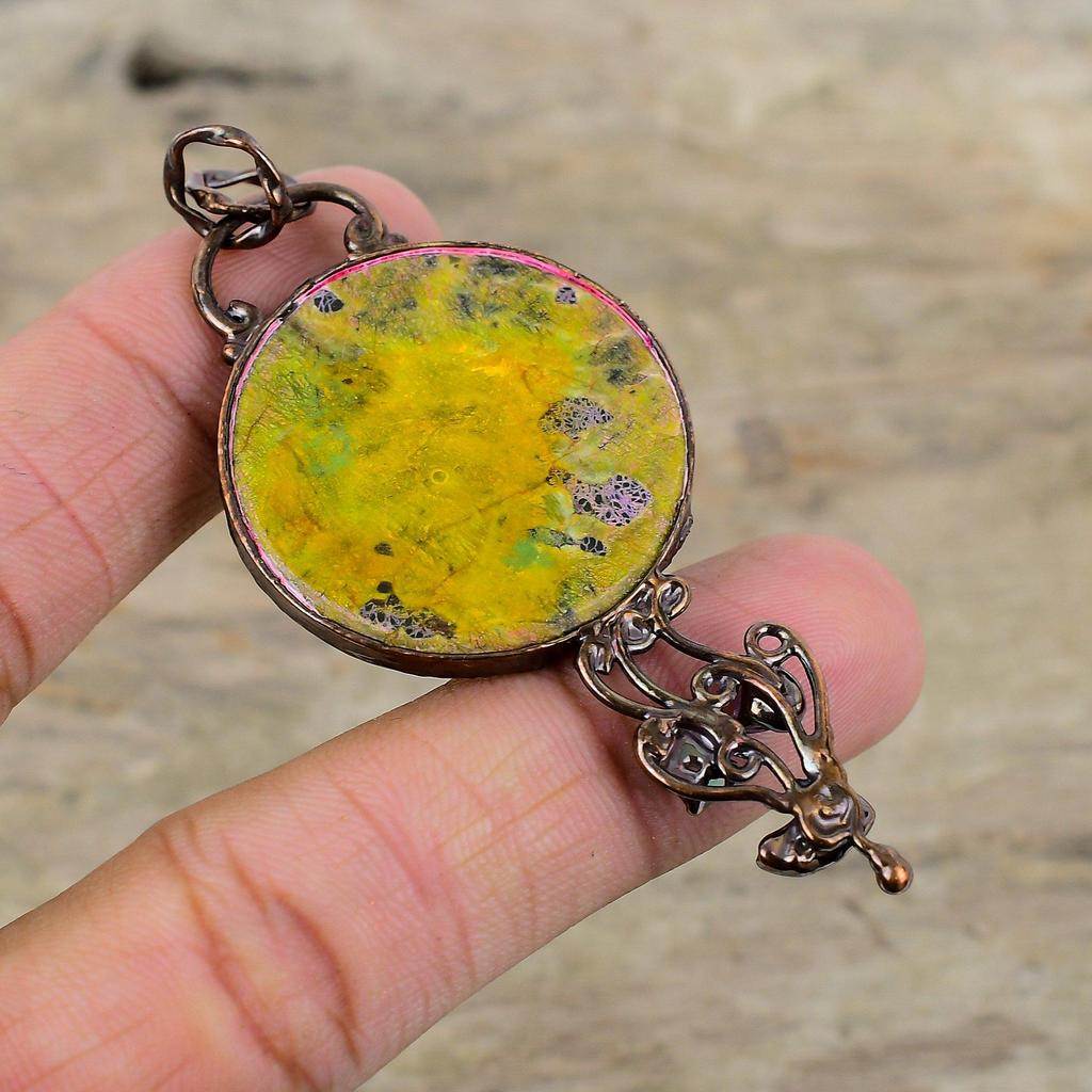 Stichtite Pendant Electroformed Copper Pendant African Amethyst Rough Pendant Handmade Pendant Electroformed Gemstone Jewelry Gift For Women