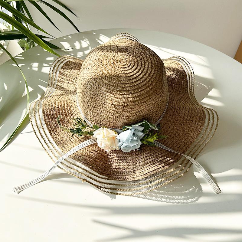 

Versatile Hat Style Straw Woven Sweet Flowers Womens Sunshade Hatscaps хакі