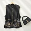 Women's Chinese Style Embroidered Stand-Collar Sleeveless Vest