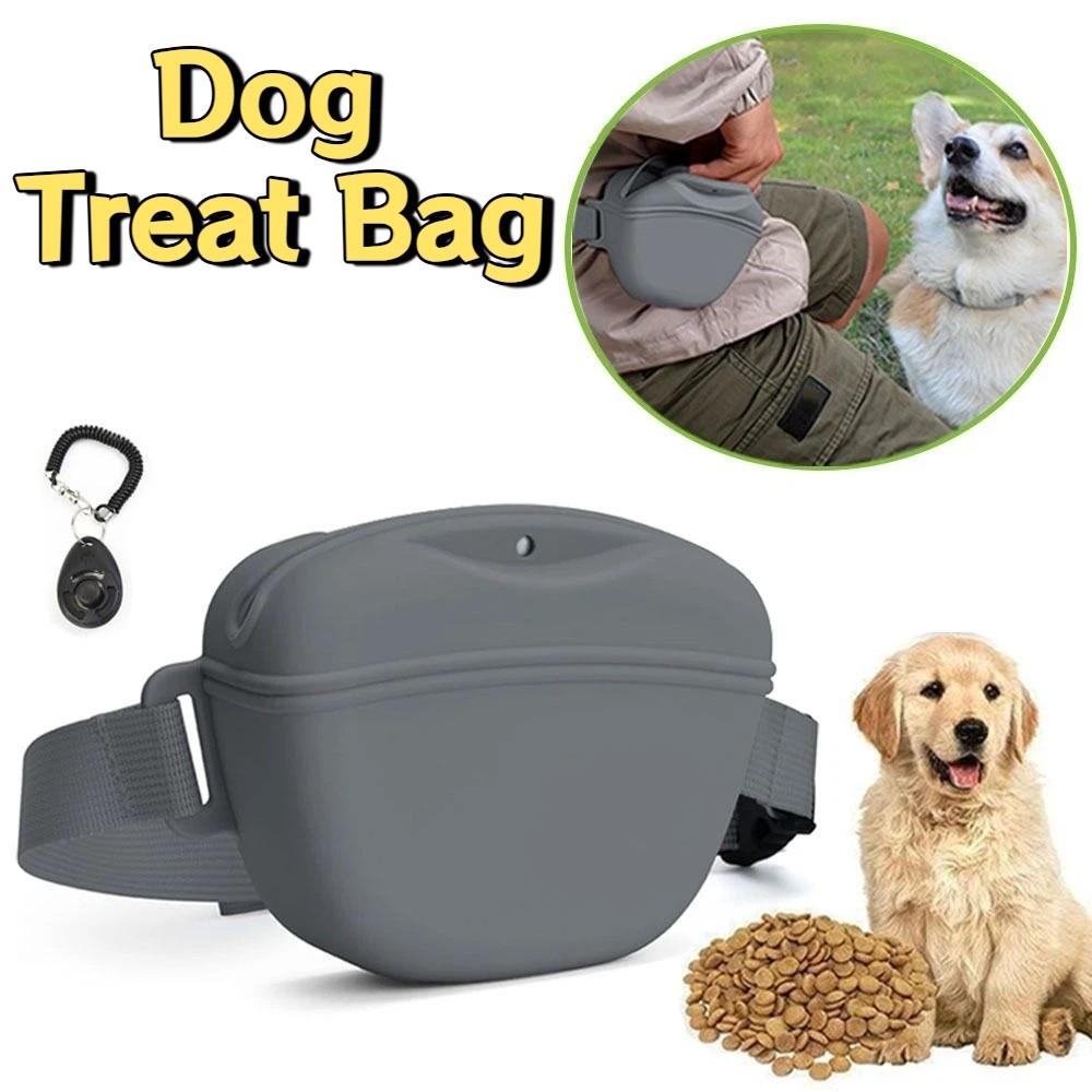 Portable Dog Treat Bag Silicone Magnetic Closure Puppy Snack Pouch Waterproof Adjustable Dog Training Waist Bag Pet Walking