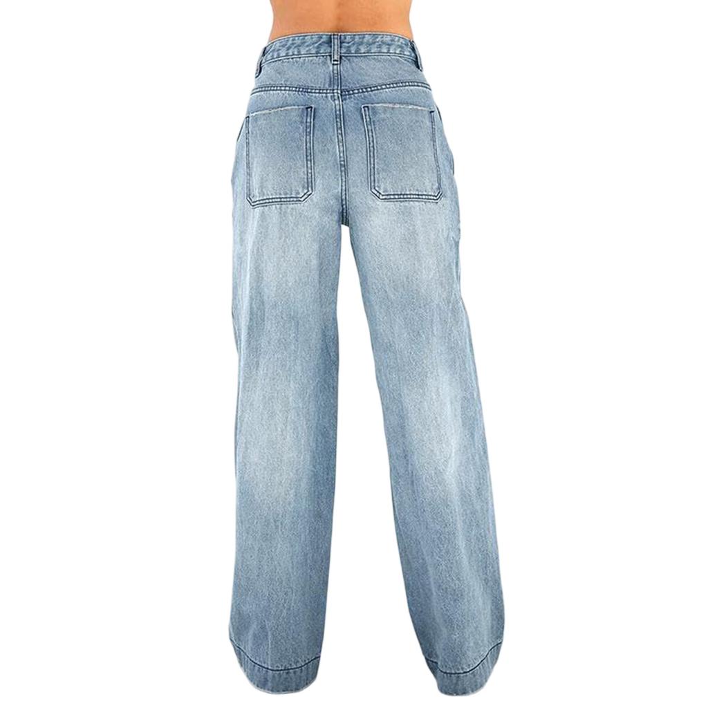 Women's Fashionable Color Pocket Casual Versatile Straight Leg Jeans