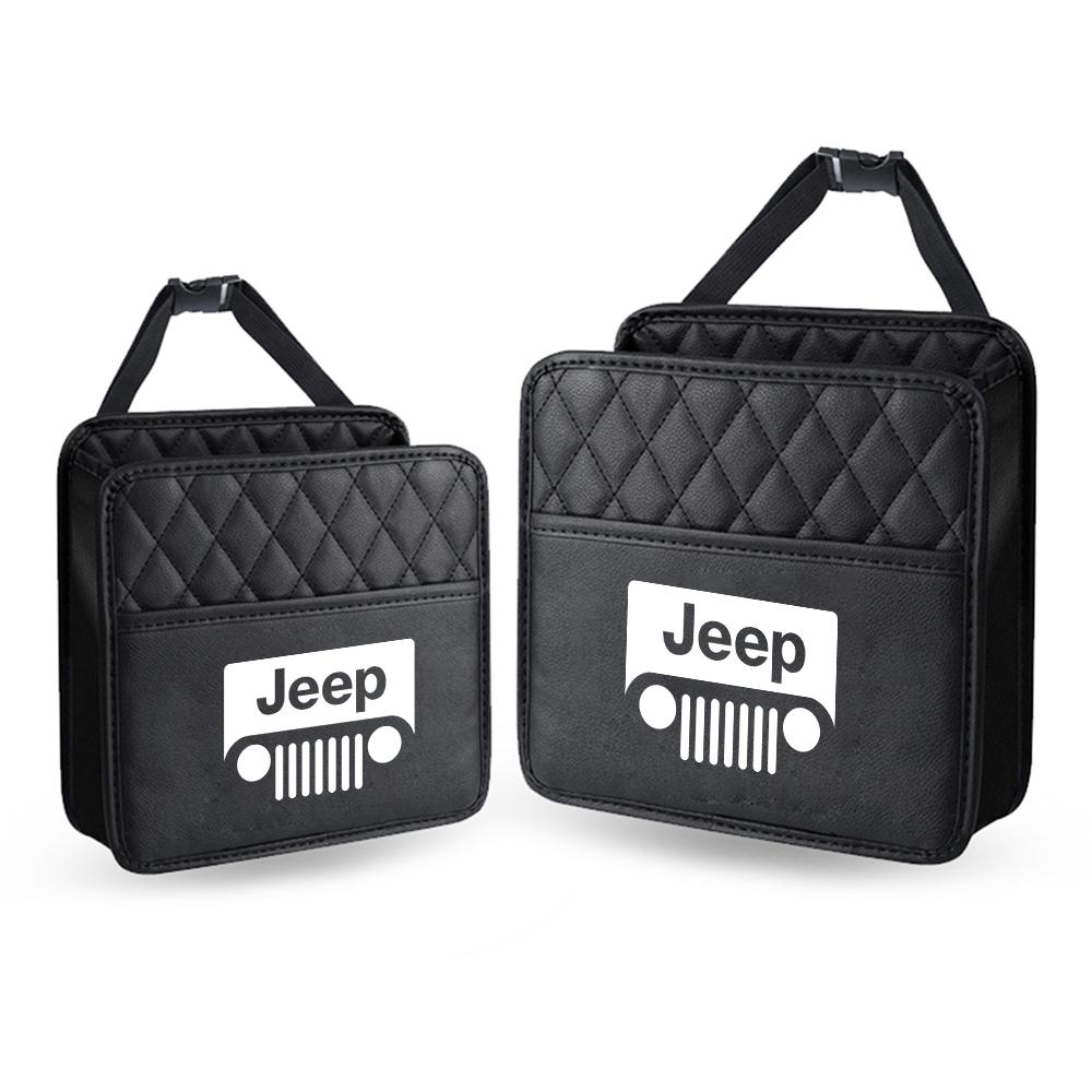 Car Seat Back Storage Bag Leather Hanging Sundry Organizer Box For Jeep Renegade Compass Grand cherokee wk2 Wrangler Accessories