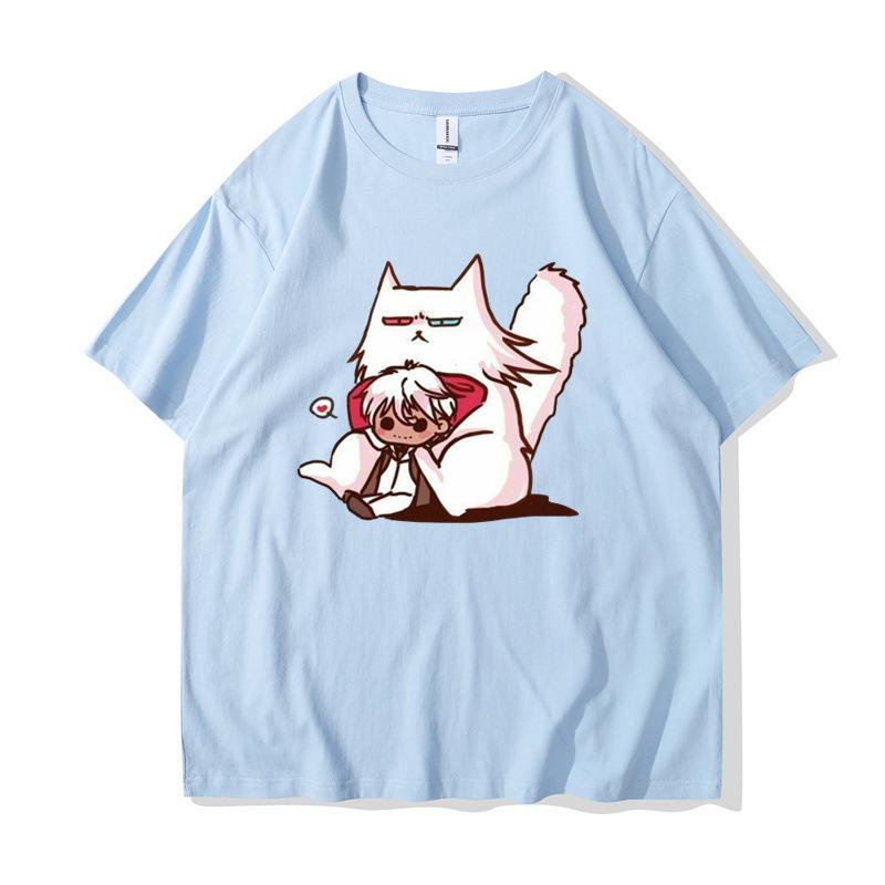 Nové anime kreslené 2D tištěné volné párové tričko kulatý výstřih pánské a dámské unisex trička s krátkým rukávem