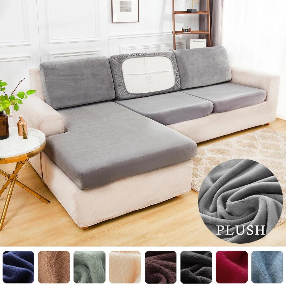 Plüsch-Sofa-Sitzkissenbezug, elastische Schutzbezüge, Haustiere, Kinder, waschbar, abnehmbarer Sofakissenbezug für Möbelschutz