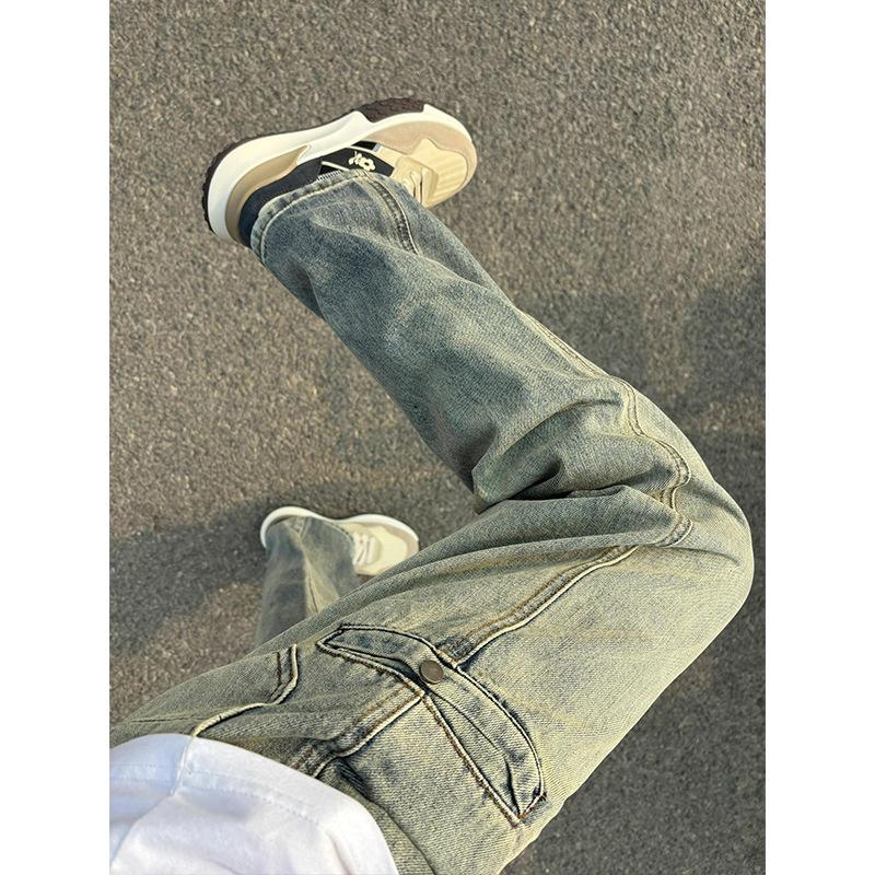 Джинсы JYL Унисекс Bootcut Американский Винтаж Весна Нишевые Свободные Модные Джинсовые для Пары XXXL