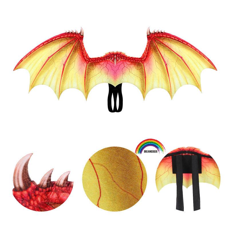 Dragon Wings Boy And Girl Kids Halloween Decoration Carnival Party Animal Costume Dragon Cosplay Masquerade Face Mask And Wings
