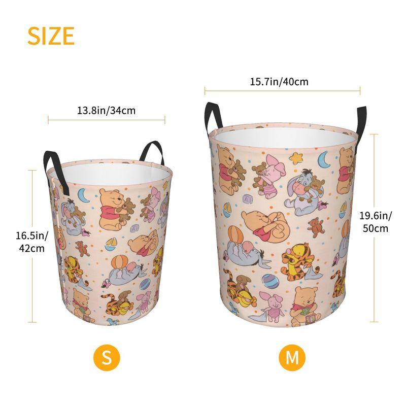 Custom Winnie Pooh Teddy Bear Laundry Basket Foldable Large Clothes Storage Bin Baby Hamper