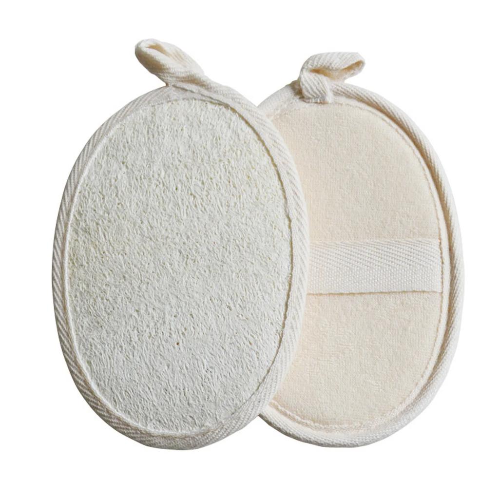 2Pcs Natural Loofah Body Shower Scrubber Bath Exfoliating Sponge Soft Shower Brush With Hook Towel Sponge Merchandises Scrubber