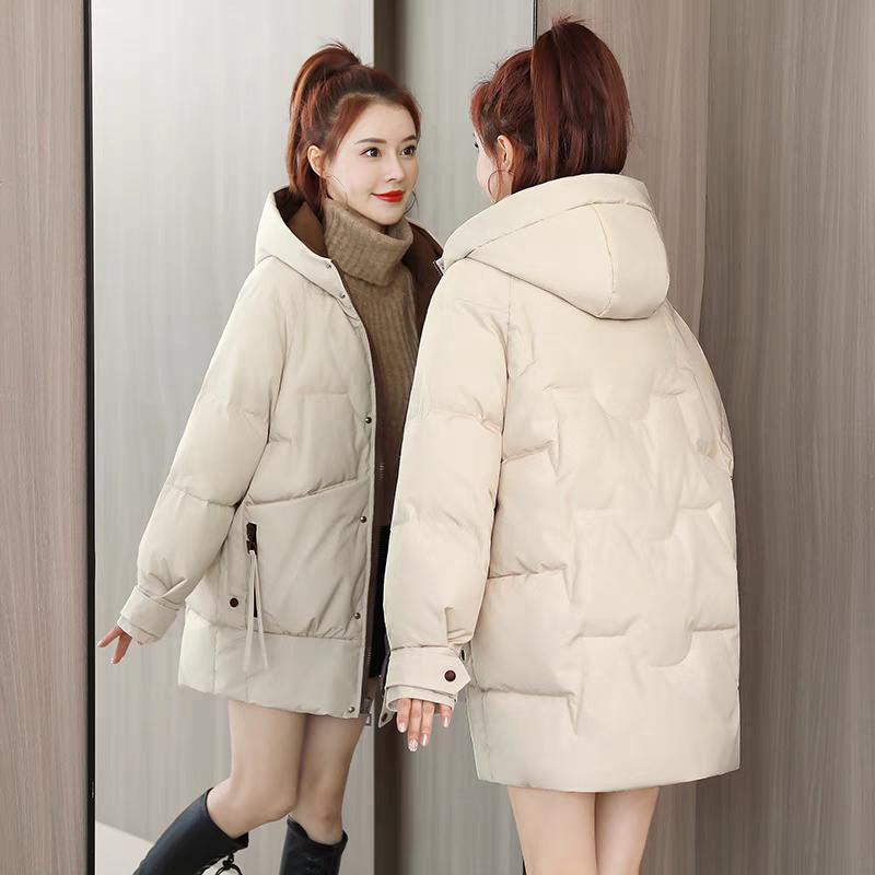 Fashionable and Warm Mid-length Down Cotton-padded Jacket, Loose and Casual Cotton-padded Jacket for Women Winter