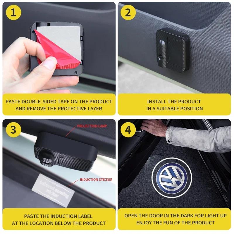 2025 Hot Car Emblem Wireless Courtesy Lamp Auto Door Welcome Light LED Projector For Volkswagen Golf-5 6 7 Bora POLO MK4 MK6 Pas