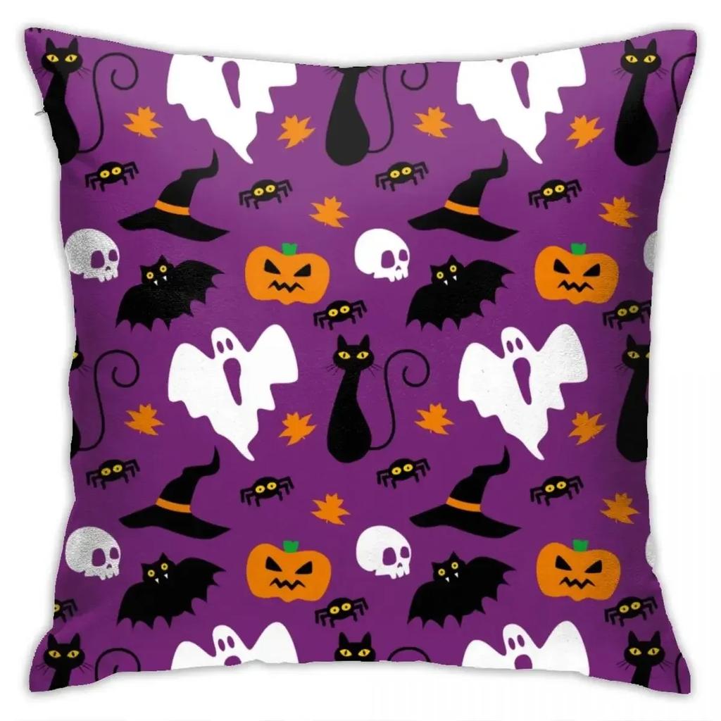 Halloween horror skull pumpkin bat cushion is suitable for home living room sofa bedroom room decoration