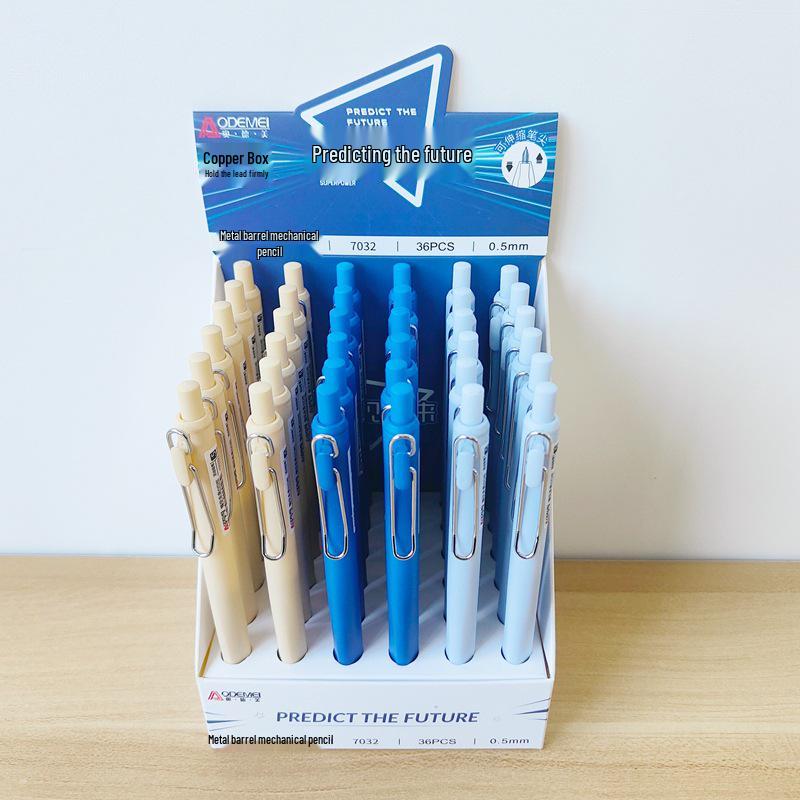 Metal Barrel Automatic Pencils, 36-Pack, with Copper Clip, Push-Button, 0.5mm & 0.7mm for Students
