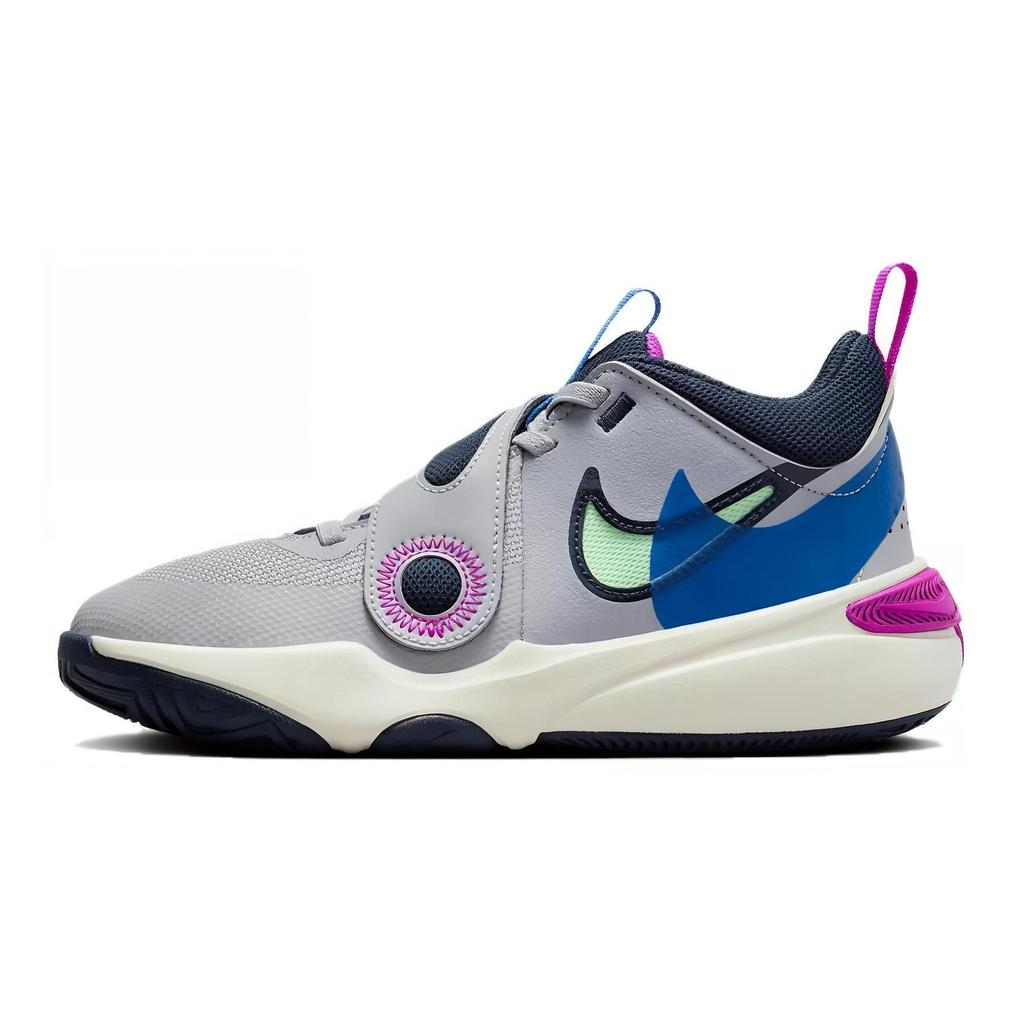 Nike Team Hustle D 11 GS Slip Resistant Cushioning Low Top Children's Basketball Shoes Gray Blue FN5005-001