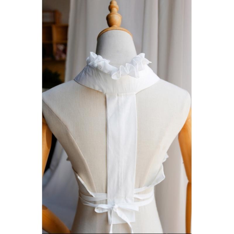 Elegant Kimono Collar Accessory Ruffled Lace Pearls Beaded Japanese Dress Core Collar Lining Kimono Belt for Womens Robe
