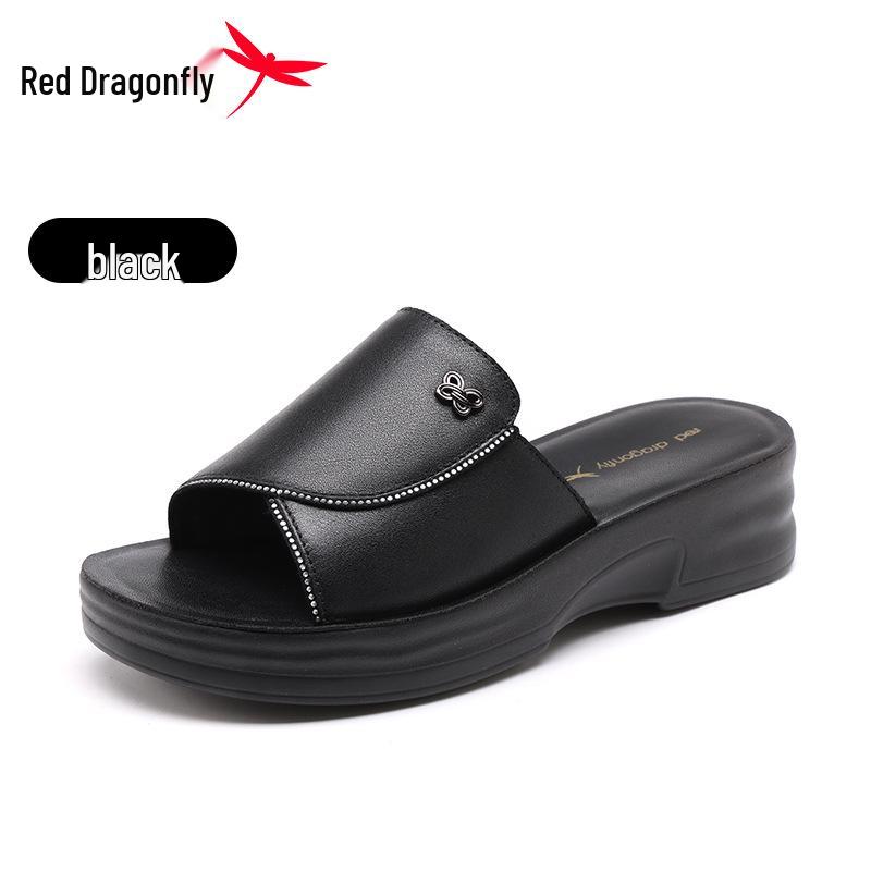 Red Dragonfly Women s Height-Boosting Leather Sandals - 2026 Summer Collection 37