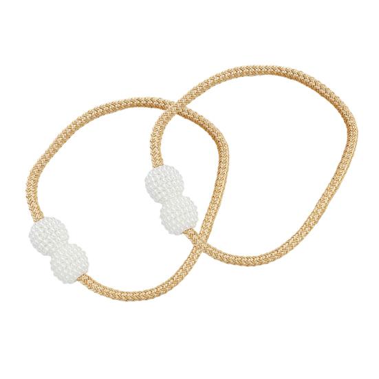 Umbra Studio 1 Pair Faux Pearl Curtain Tiebacks, Elegant Beaded Holdbacks, Woven Rope Decorative Drapery Holders for Living Room Bedroom Kitchen