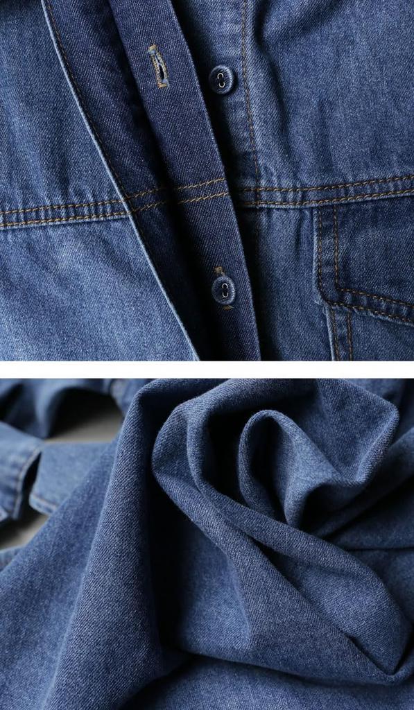 Antiqua Denim Shirt Long Free Size Vintage Dress, Sleeve, Women's, 20, Blue, PK-00475