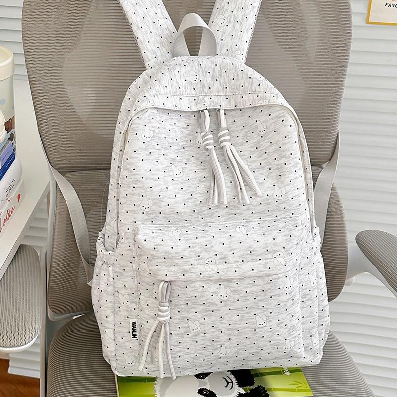 Schoolbag New Schoolbag Female Student Korean Version Ins Large Capacity Polka Dot Lightweight Junior High School Student Versatile Backpack