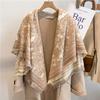 122*128cm Oversized  Imitation Cashmere Wrap with Tassels, Floral Travel Blanket Cape Pashmina Shawl for Women, Versatile scarf