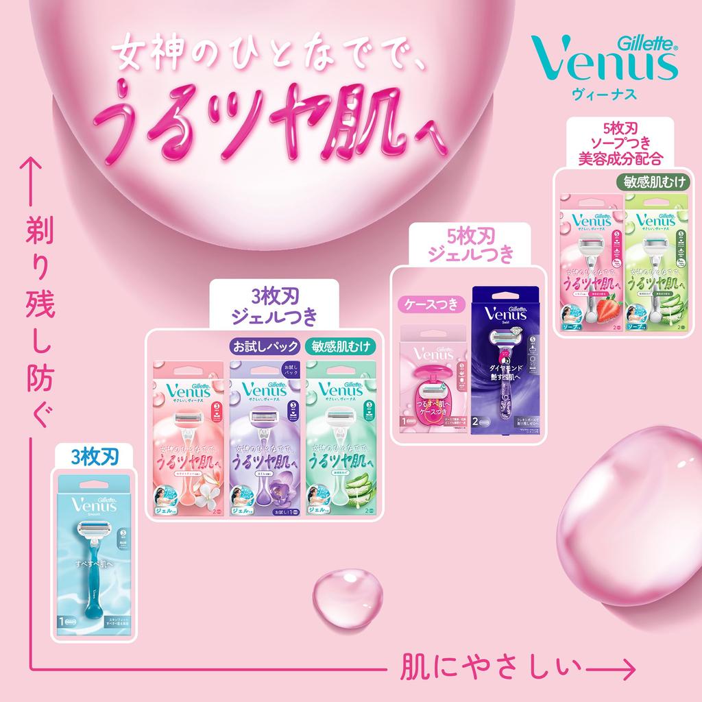 Gillette Venus Comfort Glide 5 Strawberry for Smooth and Radiant Includes Razor and 2 Replacement Blades Razor Razor, Scent, Skin, [with Soap],