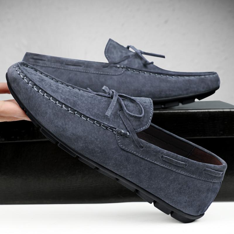 2024 Men's Lace Up Fashion New Top Layer Pig Skin Bean Shoes Low Top Men's Shoes  Man's Shoe Casual Summer Boat Driving Shoes