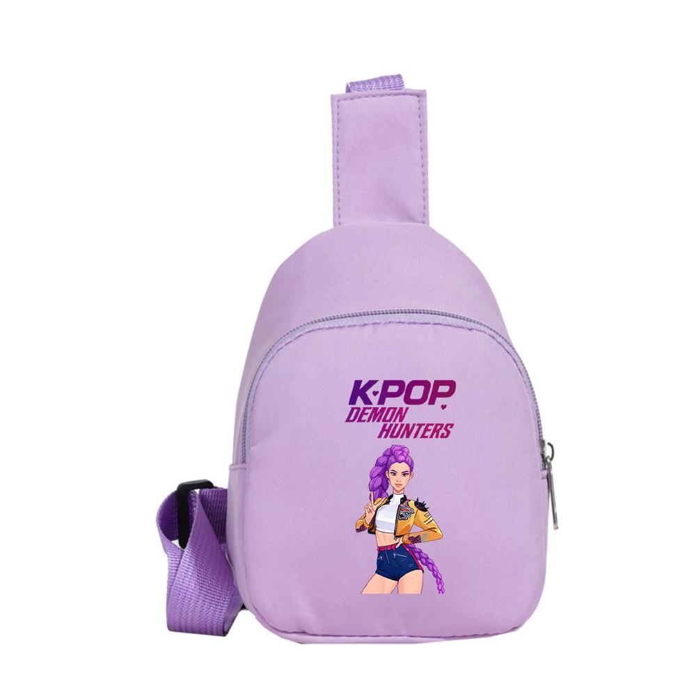 Anime Cartoon K-Pop Demon Hunters Printed Kawaii Chest Pack for Boy Girl Shoulder Bag Student Portable Crossbody Pouch Kid Gift