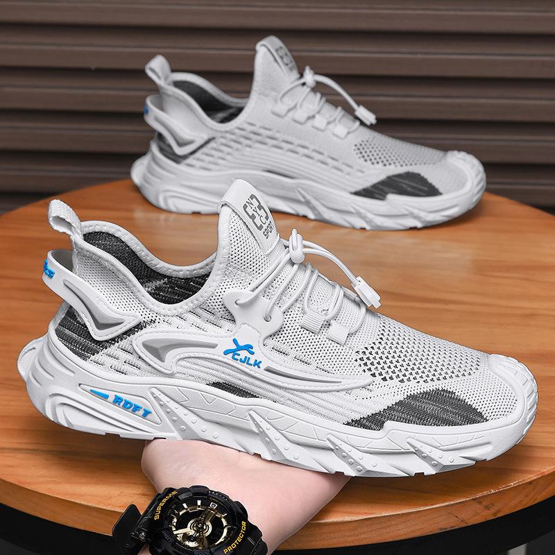 Men's Shoes 2025 Summer New Men's Elastic Band Trendy Casual Shoes Outdoor Comfortable Breathable Mesh Sports Trendy Shoes