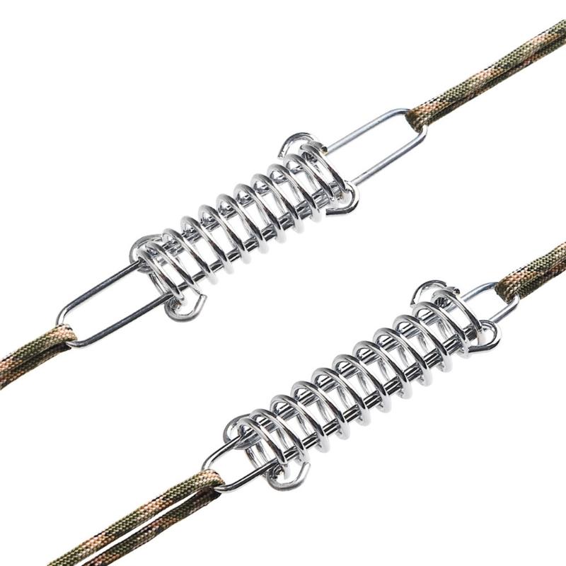 Outdoor Tent Spring Elastic Buckle Stainless Steel Camping Tent Windproof Rope Buckle Ground Fixing Buckle