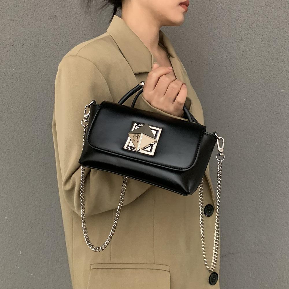 2025 New Korean Style Fashion Small Square Bag, Versatile and Unique Handbag with Textured Lock and Chain, Shoulder Bag and Crossbody Bag