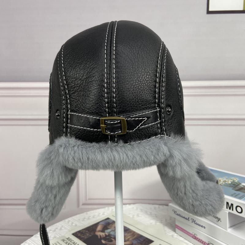 Căciulă Bomber din Blană de Iepure Bărbați Iarnă Caldă Groasă Căciulă Trapper Caldă cu Urechi Piele Naturală Curea Ajustabilă Căciuli de Zăpadă