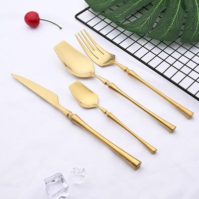 4Pcs Gold Cutlery Set 304 Stainless Steel Tableware Dinnerware Set Matte Knife Fork Spoon Flatware Luxury Fashion Silverware Set