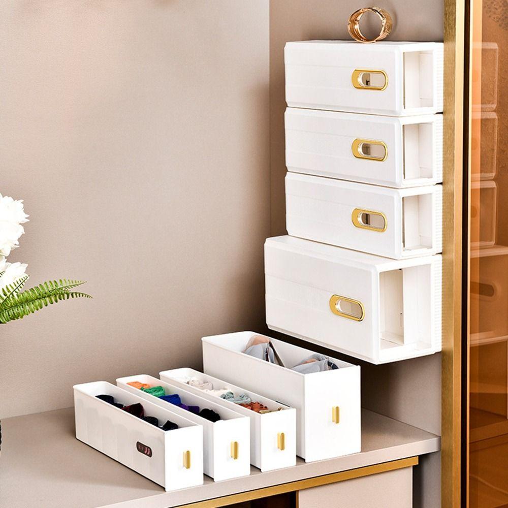 Plastic Underwear Storage Box Wall Mounted Pull-out Panties Socks Box Space Saving with Multiple Compartments Drawer Organizer