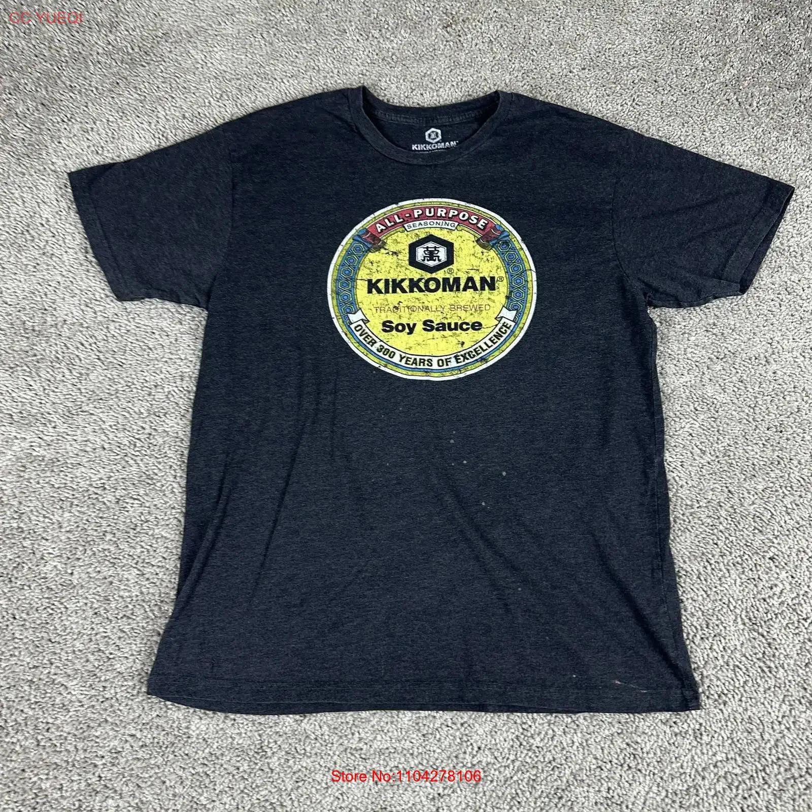 Kikkoman T Shirt Mens Large Gray Soy Sauce All Purpose Seasoning vintage Washed fashion Top For Everyday Wear Breathable S разноцветный