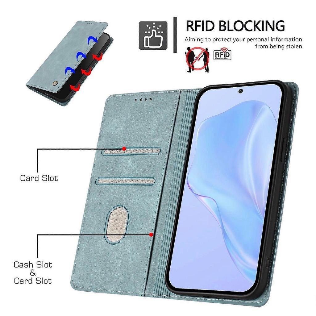 Flip-Hülle für Samsung Galaxy A12 Magnetischer Klappständer Stoßfest RFID-Blockierendes Portemonnaie Handyhülle mit Kartenschlitzen