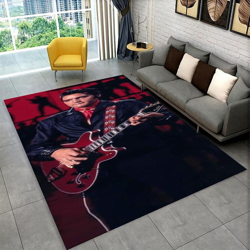 Tappeto Antiscivolo Retrò The King E-Elvis Presley per Soggiorno, Camera da Letto, Sala Giochi, Tappeto Morbido Pavimento Tappeto Decorazione Casa Stanza Bambini