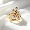 European and American Style, Lightweight Luxury Cubic Zirconia Ring with a Unique Curved Design Ins Wind Niche Design Retro Ring High-end Ring