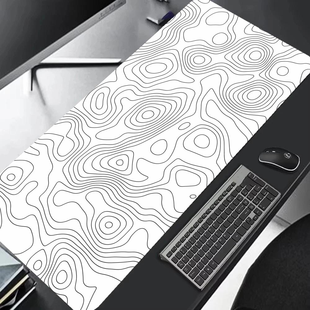 Xxl Desk Mat Black And White Strata Liquid Mousepad Large Abstract Mouse Pad Gaming Deskmat With Lockedge Office NonSlip Xaxc