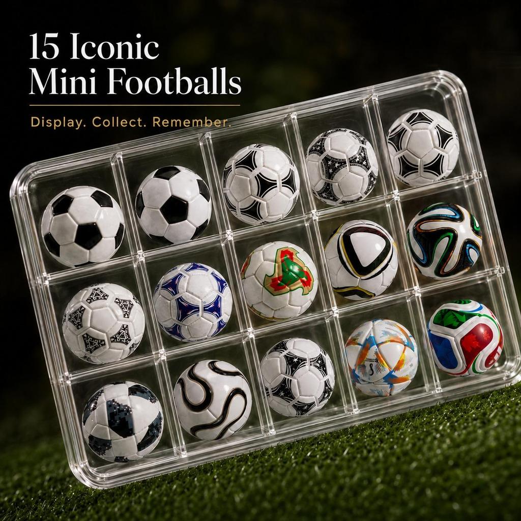 KNK Mini Football Design Evolution Collection Set 1970-2026 Historical Tournament Inspired Soccer Ball Mini Soccer Fans, Sports Enthusiasts