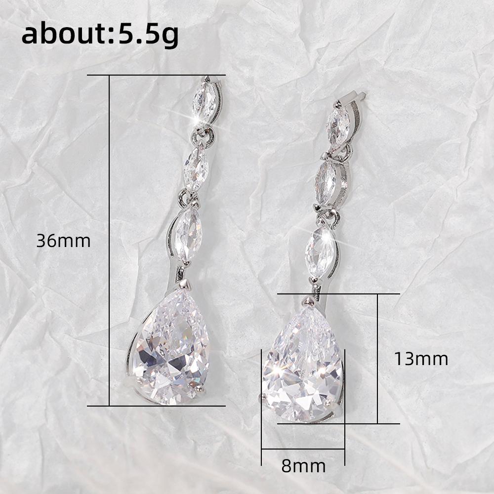 New Temperament Bridal Hanging Earrings for Wedding Silver Color Luxury CZ Dangle Earrings Fashion Women's Ear Jewelry 2022