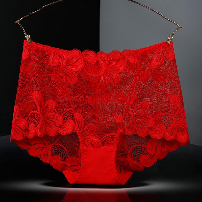 Majtki damskie bezszwowe z wysokim stanem i koronką plus size kontrolujące brzuch (90-300 funtów)